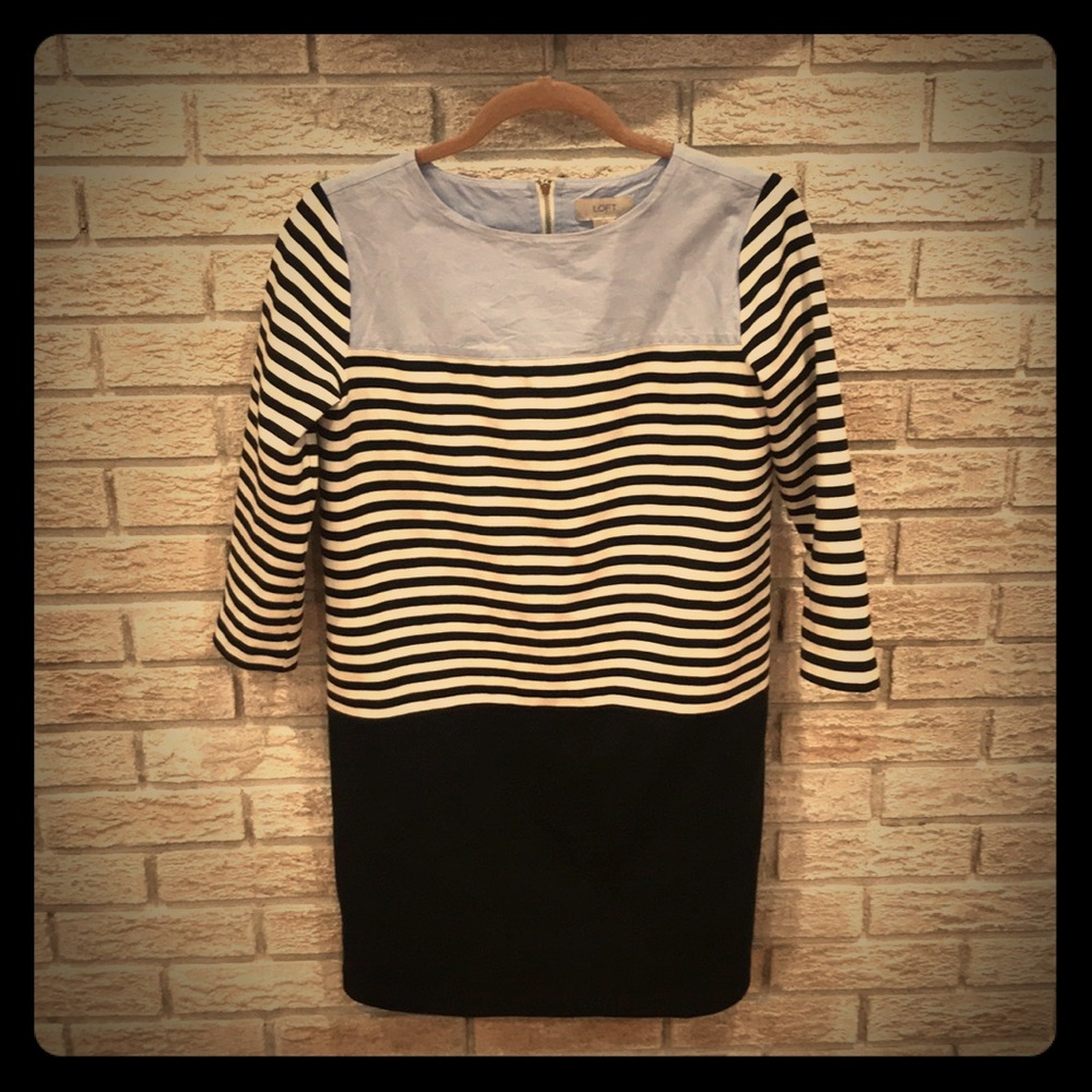 Loft long sleeve adorable stripe dress. Small.